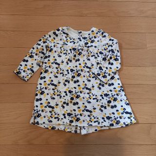 プチバトー(PETIT BATEAU)のプチバトー☆イエロープリントワンピース　18M(ワンピース)