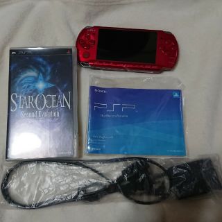 プレイステーションポータブル(PlayStation Portable)のPSP-3000(レッド) ゲームソフト付き(携帯用ゲーム機本体)