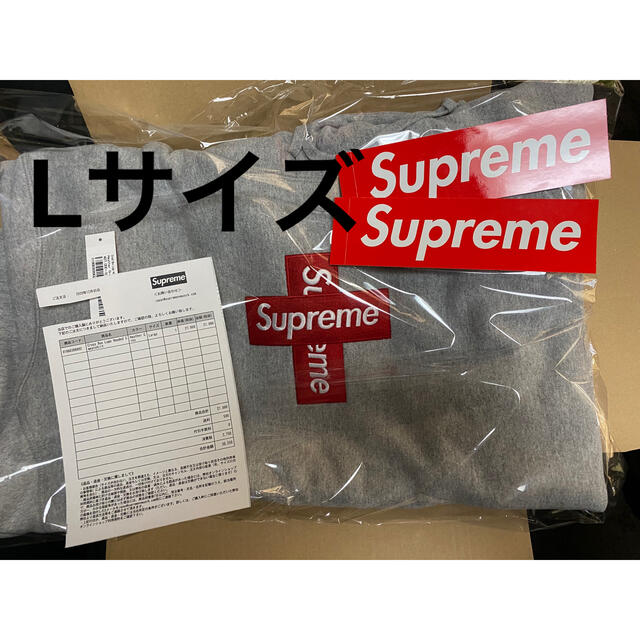 Supreme Cross Box Logo Hooded Grey Lパーカー