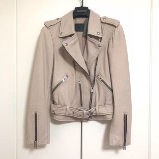 オールセインツ(All Saints)の新品 ALLSAINTS ライダースジャケット レザー ピンク ヴィヴィア(ライダースジャケット)