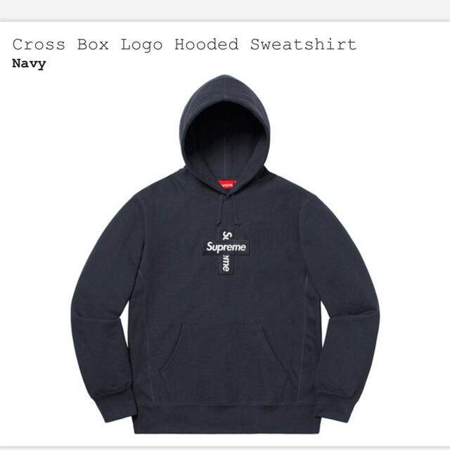 NavySIZE新品未使用　Cross Box Logo Hooded Sweatshirt