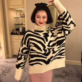 bibiy zebra drop shoulder knit