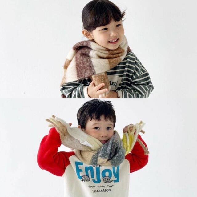 【新作！在庫2点！早い者勝ち】新品　韓国子供服　d'green  マフラー キッズ/ベビー/マタニティのこども用ファッション小物(マフラー/ストール)の商品写真