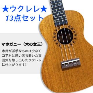 新品ウクレレ 初心者13点セット コンサートウクレレ マホガニー材 23インチ(ソプラノウクレレ)