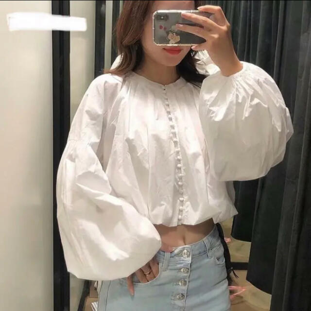 ZARA ポプリン ブラウス L 未使用 白