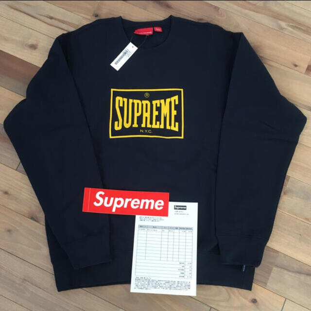 スウェット【美】 Mサイズ Supreme Warm Up Crewneck NAVY