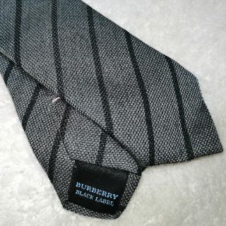 バーバリーブラックレーベル(BURBERRY BLACK LABEL)の値下げ　バーバリー新品ネクタイ　ストライプ　グレー　箱あり　新入社員(ネクタイ)