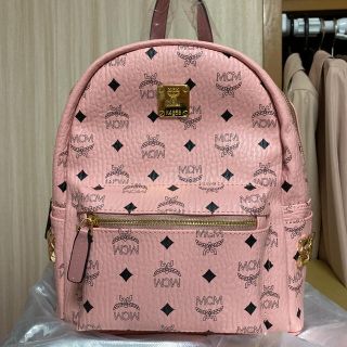 MCM  バックパック　レザー　大容量　レッドピンク　Ｌサイズ