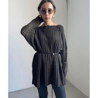 アメリヴィンテージ(Ameri VINTAGE)のSHEER SLEEVE PLEATS KNIT黒石奈央子アメリヴィンテージ中古(ニット/セーター)