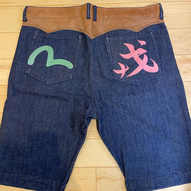 美品】EVISU lot2001 デニムハーフパンツ 半ズボン 刺繍 戒魂 - www