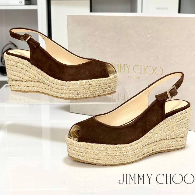 JIMMY CHOO(ジミーチュウ)の1920 未使用 ジミーチュウ スエード ウェッジサンダル レディースの靴/シューズ(ハイヒール/パンプス)の商品写真