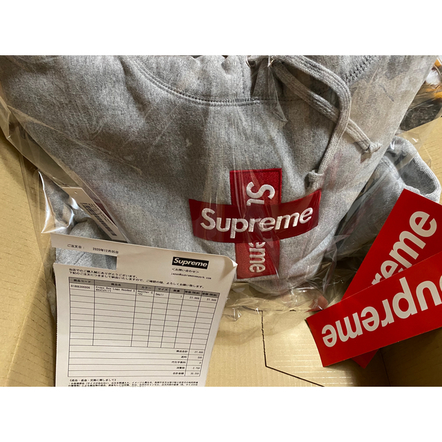 【S】Cross BoxLogo HoodedSweatshirt  Grey