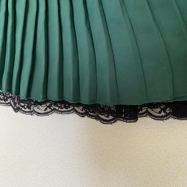 プリーツスカート チュールスカート フレアスカート スカートレース ミニスカ 緑 レディースのスカート(ミニスカート)の商品写真