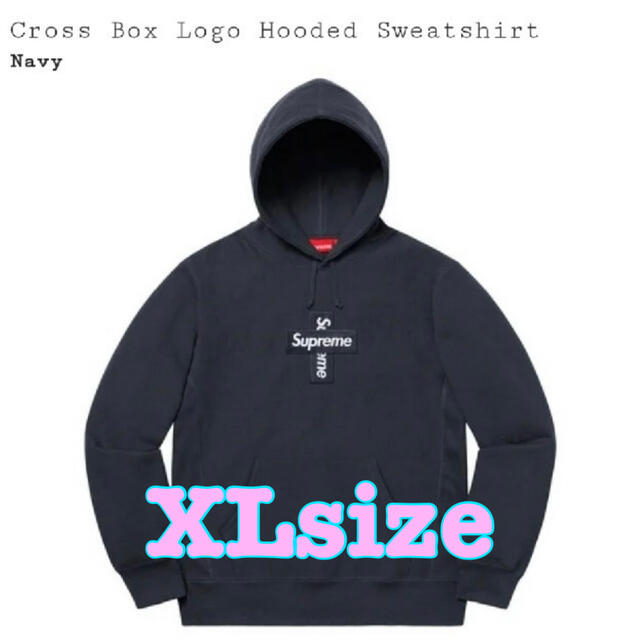 Navyネイビー紺SIZESupreme Cross Box Logo Hooded Sweatshirt