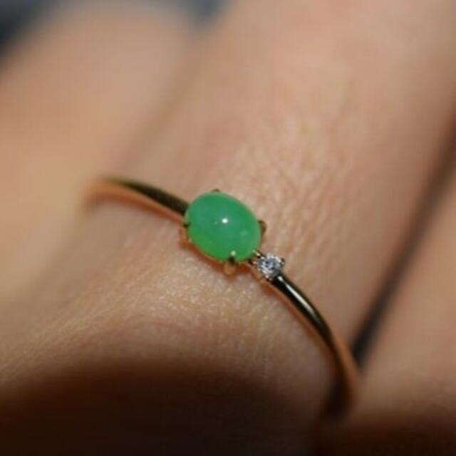 10 現品 天然 緑 本翡翠 リング k18金 指輪 ダイヤモンド 20.0号 レディースのアクセサリー(リング(指輪))の商品写真