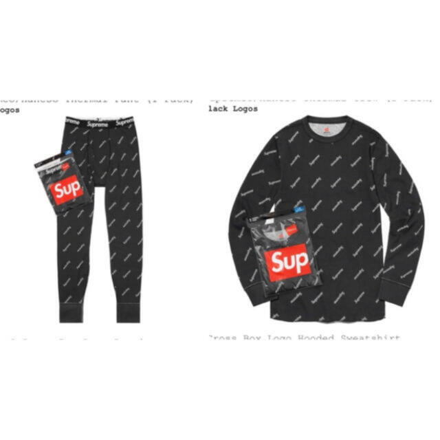 レシートのコピー添付しますSupreme Hanes Thermal Crew Pant L 上下セット