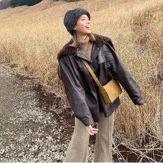 ルシェルブルー(LE CIEL BLEU)のIRENE🖤Fur Hooded Leather Jacket レザーアイレネ(その他)