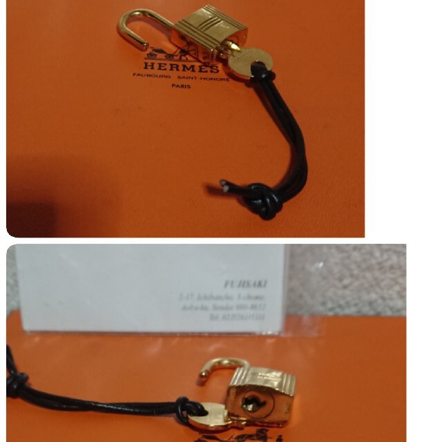 アクセサリーHERMES ゴールドカデナパドロック南京錠、鍵付き！