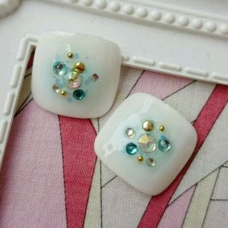 アクア×チーク♡フット ネイル チップ