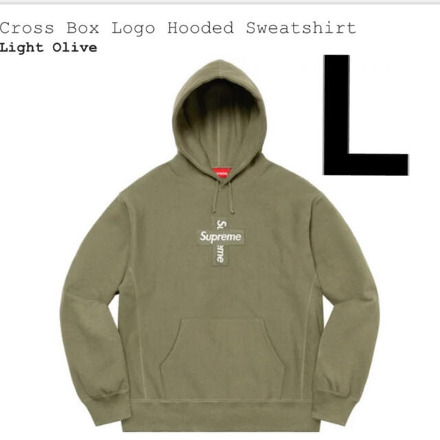 新品　supreme Cross Box Logo Hooded  オリーブ　L