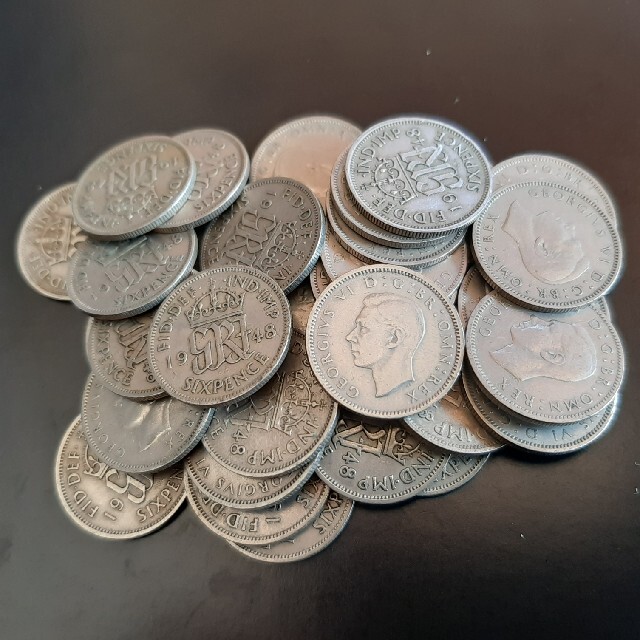 硬貨 100コインセット 1948年 幸せのシックスペンス イギリス ラッキー6