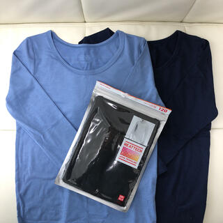 ユニクロ(UNIQLO)のAya様専用☆ユニクロ ヒートテック  長袖(九分袖)120×3(Tシャツ/カットソー)