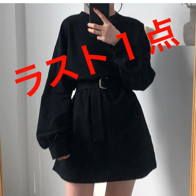 ZARA(ザラ)の☆長袖ワンピース プルオーバー ドロップショルダー ハイウエストボリューム袖☆ レディースのワンピース(ミニワンピース)の商品写真