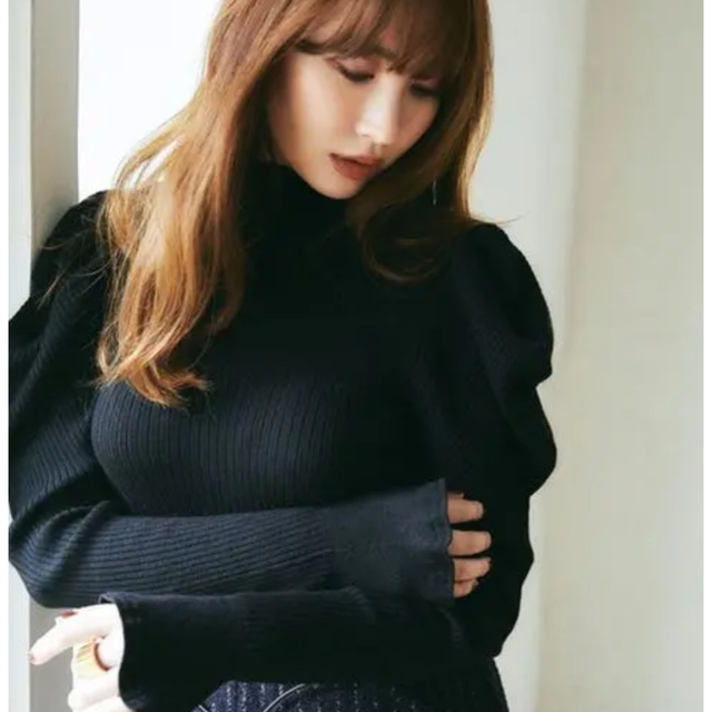 Herlipto Volume sleeve Rib Knit Top M