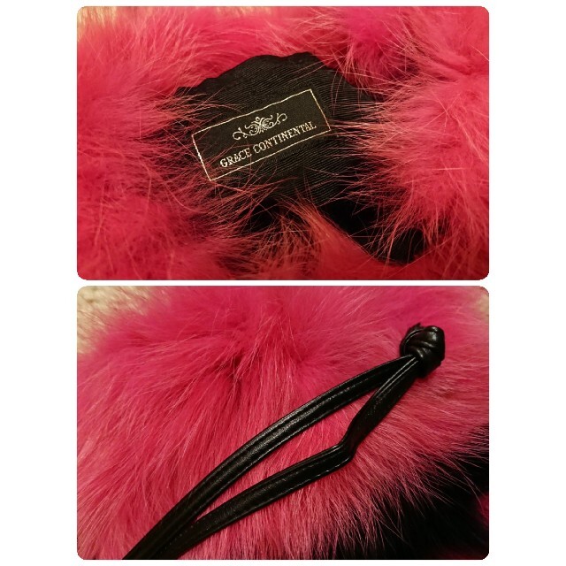 GRACE CONTINENTAL(グレースコンチネンタル)のグレースコンチネンタル フォックスファーバッグ 巾着 ピンク×ブラック ラドロー レディースのバッグ(ショルダーバッグ)の商品写真