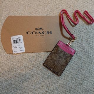 コーチ(COACH)のコーチ coach IDケース カードケースランヤード ピンクルビー(パスケース/IDカードホルダー)