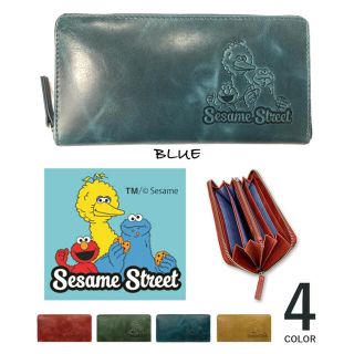 セサミストリート(SESAME STREET)のセサミストリート 新品　未使用　牛革　本革　RF長財布　ブルー　青(財布)