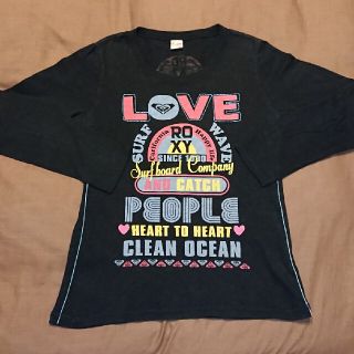 ロキシー(Roxy)のROXY ロキシー ガーゼ生地 ロングTシャツ ロンT カットソー サーフ系 黒(Tシャツ(長袖/七分))