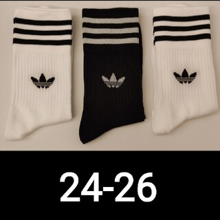 アディダス(adidas)のアディダス　靴下　白×2 黒×1　24cm~26cm(ソックス)