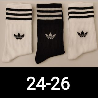 アディダス(adidas)のアディダス　靴下　白×2 黒×1　24cm~26cm(ソックス)