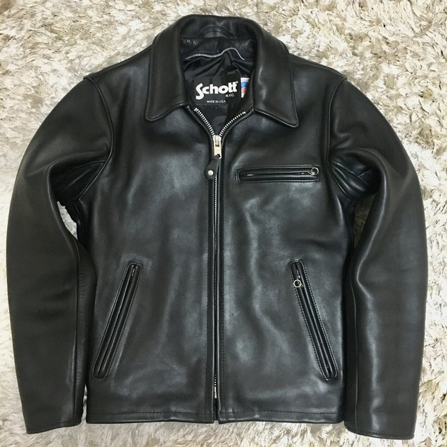 Schott642シングルライダース襟付き36サイズ