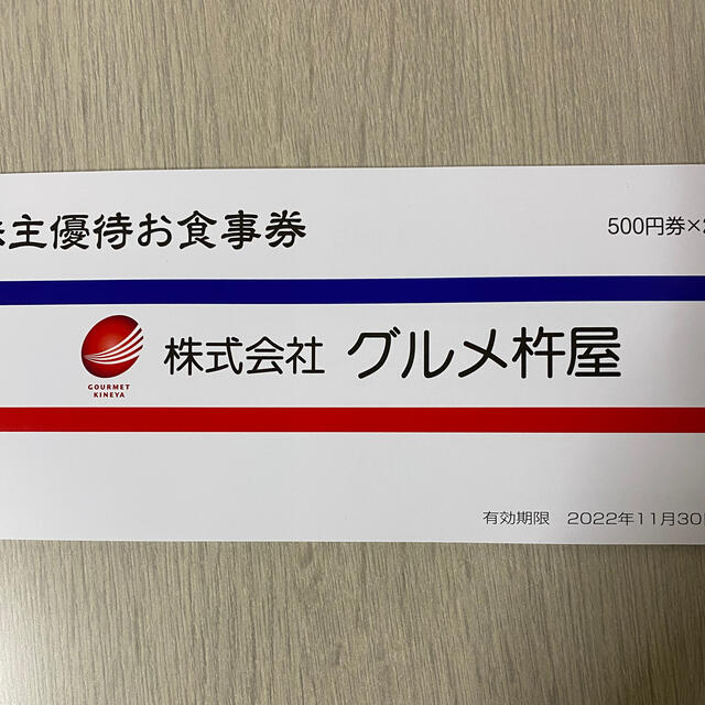 グルメ杵屋　株主優待お食事券1万円分 チケットの優待券/割引券(レストラン/食事券)の商品写真