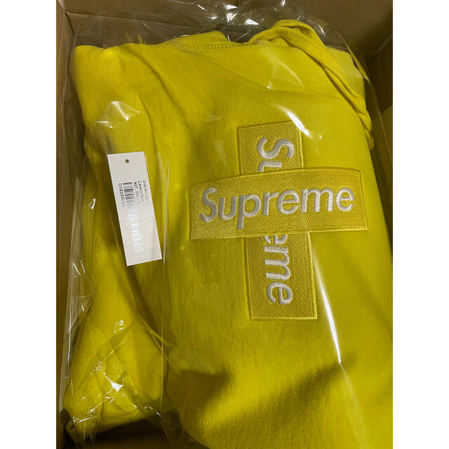 supreme cross box logo hoodie yellow