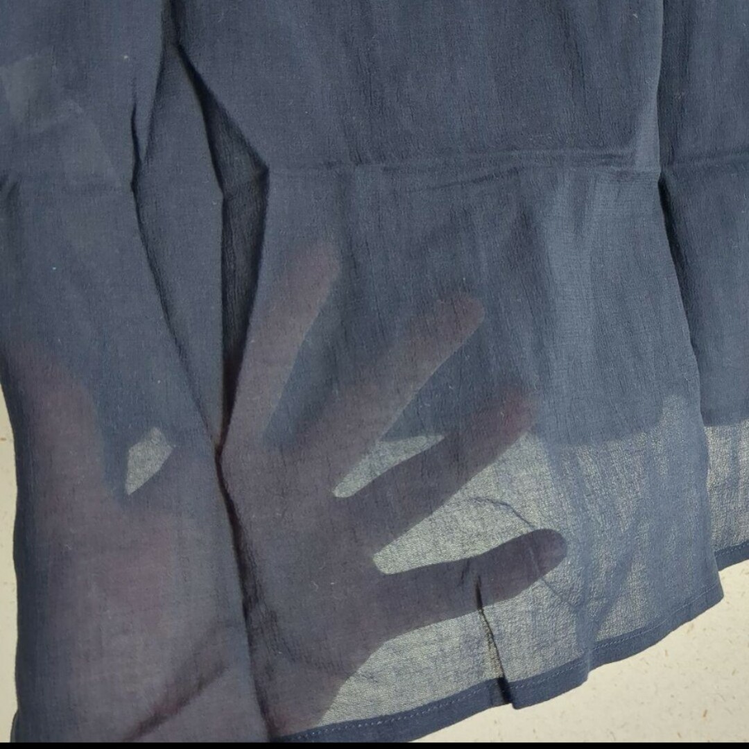 MUJI (無印良品)(ムジルシリョウヒン)の無印良品　綿ボイル七分袖シャツ　ネイビー　S レディースのトップス(シャツ/ブラウス(長袖/七分))の商品写真