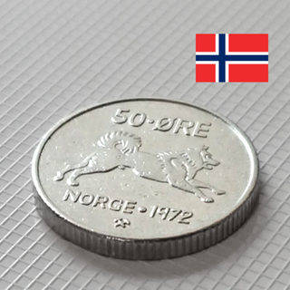 ノルウェー 硬貨 50オーレ 犬 １枚(貨幣)