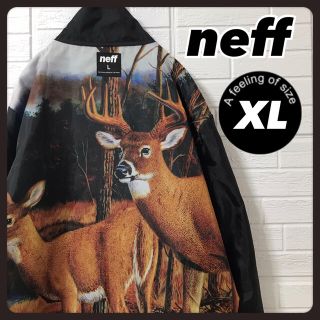 ネフ(Neff)のネフ ナイロンジャケット コーチジャケット 黒 アニマル XL(ナイロンジャケット)