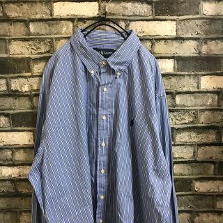 ラルフローレン(Ralph Lauren)の【古着】RALPH LAUREN ストライプ　シャツ　ブルー　オーバーサイズ(シャツ)