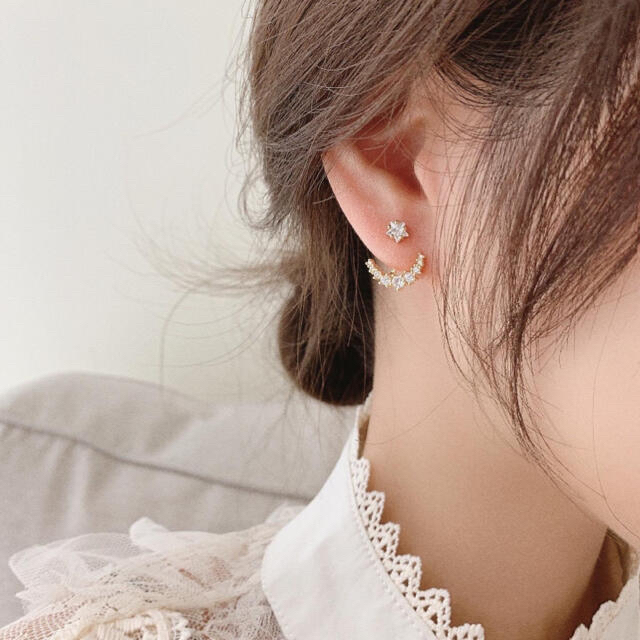 AHKAH(アーカー)の2way moonstar jacket pierce ◯s925 post レディースのアクセサリー(ピアス)の商品写真