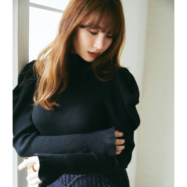 herlipto Volume sleeve Rib Knit Top