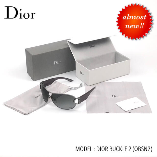 ガンメタリックテンプルカラーChristian Dior☆DIOR BUCKLE 2 ほぼ未使用ややキズあり