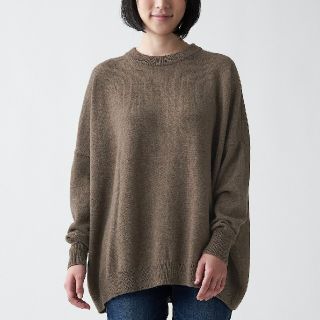 ムジルシリョウヒン(MUJI (無印良品))の★新品★ 無印良品 ヤク入りウールワイドチュニック／ダークモカブラウン／Ｍ～Ｌ (ニット/セーター)