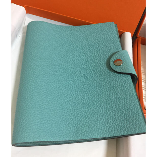 レディースHERMES 未使用品 ユリスPM ☆ブルーアトール 手帳カバーかば