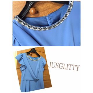 ジャスグリッティー(JUSGLITTY)の再値下げ♡ｼﾞｬｽ衿ﾋﾞｼﾞｭｰゆるエレワンピース(ミディアムドレス)