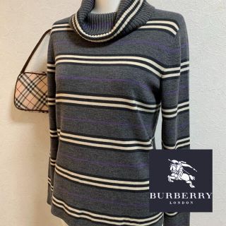 バーバリー(BURBERRY)のBurberry☆ボーダータートルニットⓂ︎(ニット/セーター)