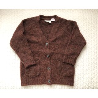 ザラキッズ(ZARA KIDS)の新品 ロングニットカーディガン ZARA 18-24m ブラウン(カーディガン)