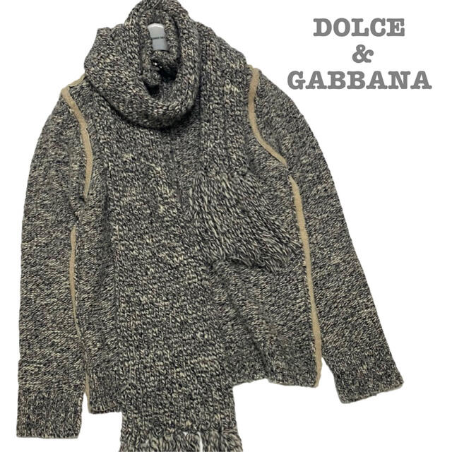 内祝い】 DOLCE&GABBANA - レザー切替 イタリア製 セット マフラー